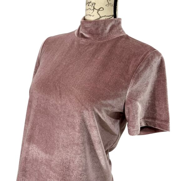 Madewell Women's Velvet Mini Dress Frosty Mauve Mockneck Shift Dress, Size Small - Picture 3 of 10
